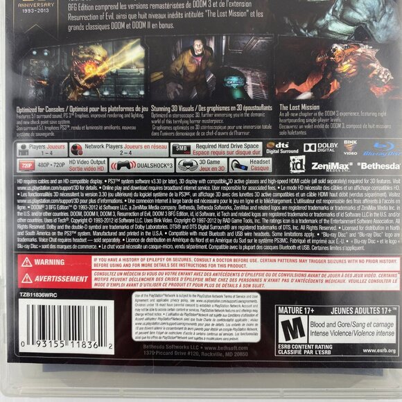Doom 3 PS3 BFG Edition Video Game 2012 Case Booklet Disc Rated Mature - Picture 4 of 7